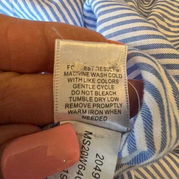 Peter Millar Men's Shirt Blue & White Striped Long Sleeve button Down, Size XXL - Picture 8 of 10